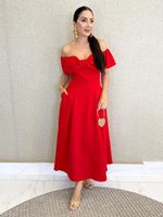 VESTIDO MIDI OMBRO A OMBRO DE ALFAIATARIA RADIANCE