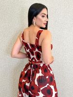 CONJUNTO CALÇA E CROPPED CREPE  FLORAL MALAK