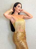 CONJUNTO CROPPED E SAIA DE PAETÊ PRISS
