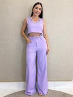 CONJUNTO CALÇA E CROPPED LORIS TWILL RENY