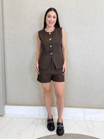 CONJUNTO COLETE E SHORT LORIS TWILL LENTINE