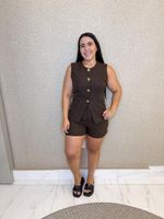CONJUNTO COLETE E SHORT LORIS TWILL LENTINE