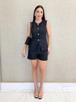 CONJUNTO COLETE E SHORT LORIS TWILL LENTINE