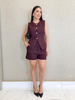 CONJUNTO COLETE E SHORT LORIS TWILL LENTINE