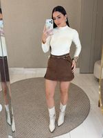 SHORT SAIA DE CAMURÇA COM CINTO CAMBLY 