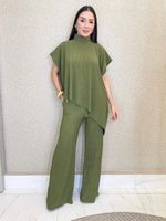 CONJUNTO CALÇA E BLUSA ASSIMÉTRICA ANARRUGA ABLASS