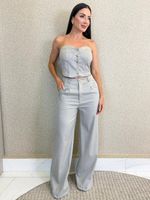 CONJUNTO CALÇA E CROPPED TOMARA QUE CAIA CINDY 