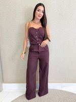CONJUNTO CALÇA E CROPPED TOMARA QUE CAIA CINDY 