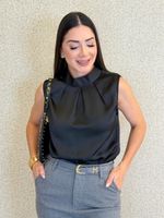 BLUSA DE CETIM GOLA ALTA GON