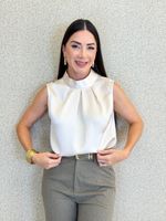 BLUSA DE CETIM GOLA ALTA GON