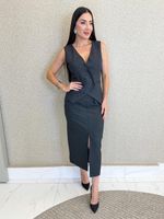 CONJUNTO SAIA MIDI E COLETE ALFAIATARIA GABARDINE  VICK