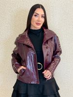 JAQUETA COURO FAKE GOLA ALTA ALEXIANA