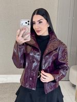 JAQUETA COURO FAKE GOLA ALTA ALEXIANA