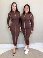 VESTIDO CANELADO LONGUETE ELENY