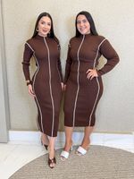 VESTIDO CANELADO LONGUETE ELENY