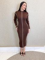 VESTIDO CANELADO LONGUETE ELENY