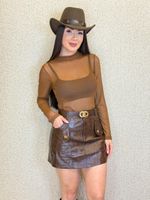 SHORT SAIA DE COURO FAKE KENDELL