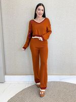 CONJUNTO CROPPED E CALÇA DE TRICÔ IMPORTADO TENDYS 