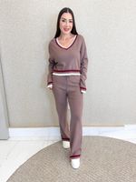 CONJUNTO CROPPED E CALÇA DE TRICÔ IMPORTADO TENDYS 