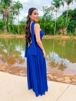 VESTIDO LONGO TOMARA QUE CAIA COM RECORTE LATERAL E ECHARPE CHANTAL