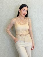BLUSA DE RENDA ASSIMÉTRICA COM TOP LYLA