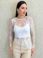 BLUSA DE RENDA ASSIMÉTRICA COM TOP LYLA