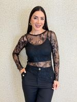 BLUSA DE RENDA ASSIMÉTRICA COM TOP LYLA