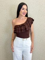 BODY NULA MANGA COM BABADOS POLIAMIDA FRILLY
