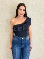BODY NULA MANGA COM BABADOS POLIAMIDA FRILLY