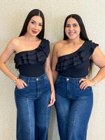 BODY NULA MANGA COM BABADOS POLIAMIDA FRILLY