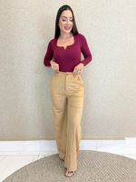 BODY POLIAMIDA GOLA EM V MANGA LONGA SLEEVE