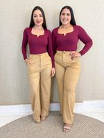 BODY POLIAMIDA GOLA EM V MANGA LONGA SLEEVE