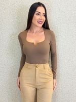 BODY POLIAMIDA GOLA EM V MANGA LONGA SLEEVE