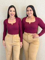 BODY POLIAMIDA GOLA EM V MANGA LONGA SLEEVE