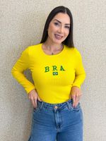 BLUSA CANELADA MANGA LONGA BRA