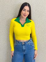 CROPPED CANELADO GOLA POLO PÁTRIA
