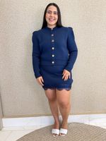 CONJUNTO DE TRICÔ MODAL SAIA E BLUSA GISELA