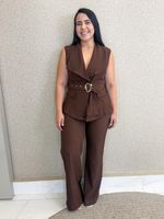 CONJUNTO CALÇA E COLETE DE ALFAIATARIA GABARDINE SOUL