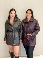 JAQUETA PARKA COURO FAKE AGNATHA