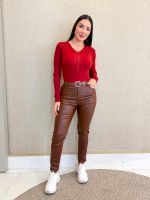 CALÇA SKINNY ENCERADA COM CINTO MIDNIGHT