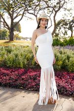 VESTIDO POLIAMIDA NULA MANGA COM FRANJAS FIRE