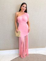 VESTIDO POLIAMIDA NULA MANGA COM FRANJAS FIRE