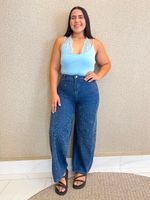 CALÇA JEANS BOYFRIEND COM BRILHO STERLING