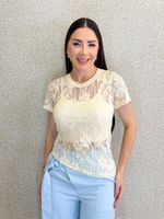 BLUSA RENDADA ASSIMÉTRICA COM CROPPED COBIANA