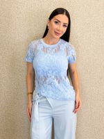 BLUSA RENDADA ASSIMÉTRICA COM CROPPED COBIANA