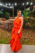 VESTIDO DE CHIFON FRENTE ÚNICA COM BABADOS MIRENDEL 