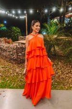 VESTIDO DE CHIFON FRENTE ÚNICA COM BABADOS MIRENDEL 