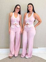 CONJUNTO CALÇA E CROPPED ALFAIATARIA GABARDINE FAGAR