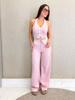 CONJUNTO CALÇA E CROPPED ALFAIATARIA GABARDINE FAGAR