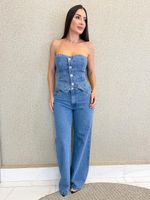 CONJUNTO JEANS TOMARA QUE CAIA COM BOTÕES TOKIN